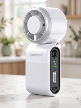 Mini Portable Handheld Turbo Fan 5-Speed Rechargeable - White